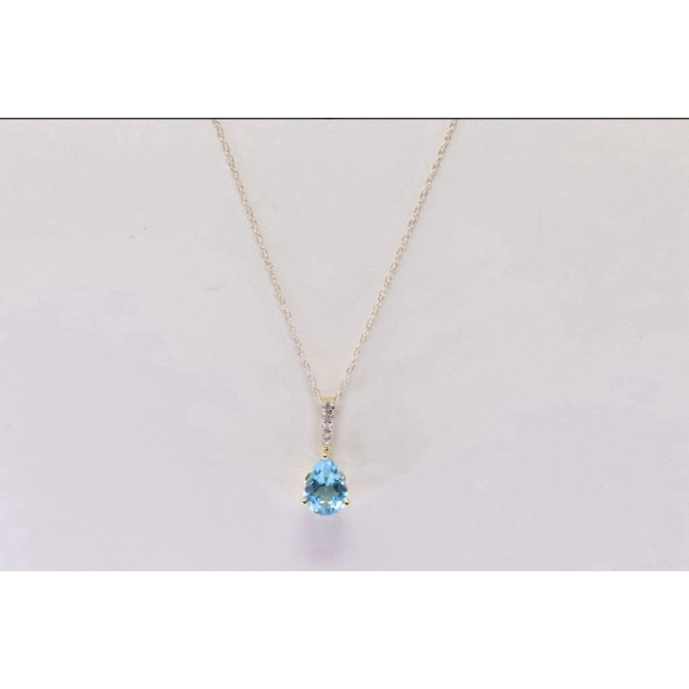Blue Topaz & Diamond Pendant Necklace